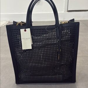 Ted Baker Black Geometric Leather Tote